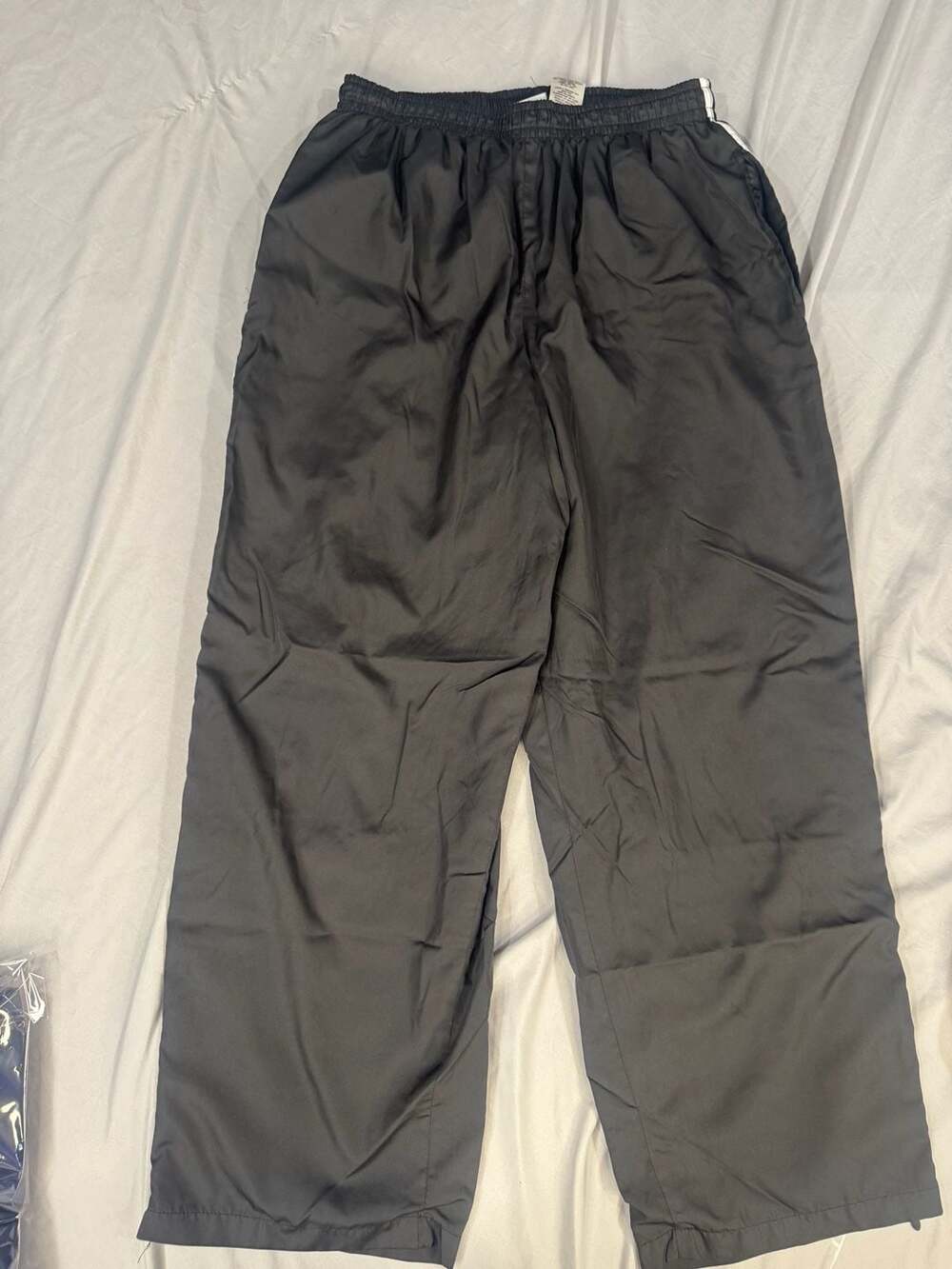 Athletic Works Track Pants Size L 36/38 Black Nylon Lined